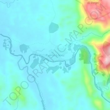 Mapa topográfico Puerto López, altitud, relieve