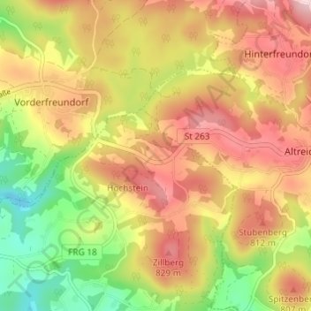 Mapa topográfico Saghäuser, altitud, relieve