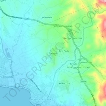 Mapa topográfico Niu crobu, altitud, relieve