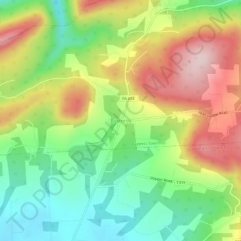 Mapa topográfico Bastress, altitud, relieve