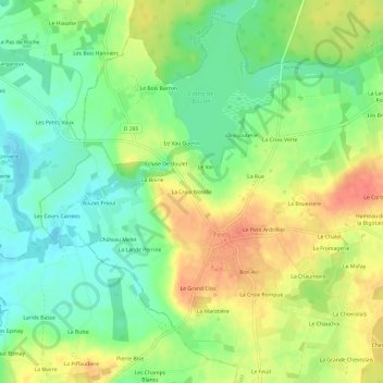Mapa topográfico La Croix Notelle, altitud, relieve