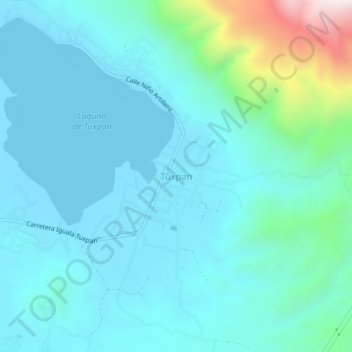 Mapa topográfico Tuxpan, altitud, relieve