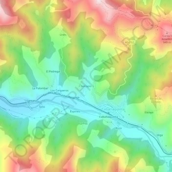 Mapa topográfico Serrapio, altitud, relieve