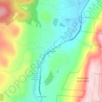 Mapa topográfico Phillipsport, altitud, relieve
