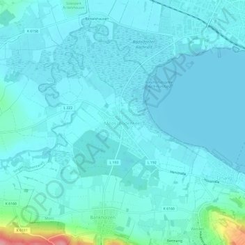 Mapa topográfico Moos (Bodensee), altitud, relieve