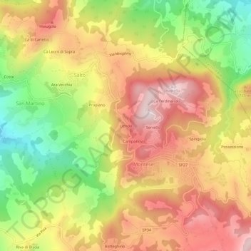 Mapa topográfico Lienda, altitud, relieve