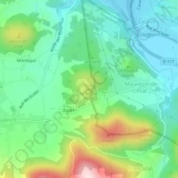 Mapa topográfico la Roque, altitud, relieve