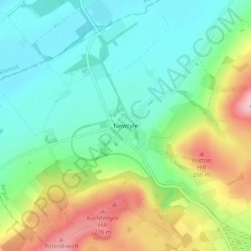Mapa topográfico Newtyle, altitud, relieve
