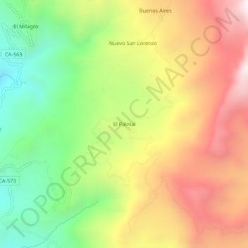Mapa topográfico El Palmal, altitud, relieve