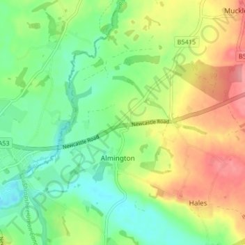 Mapa topográfico Red Bull, altitud, relieve