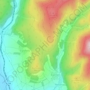 Mapa topográfico Auf der Stelle, altitud, relieve