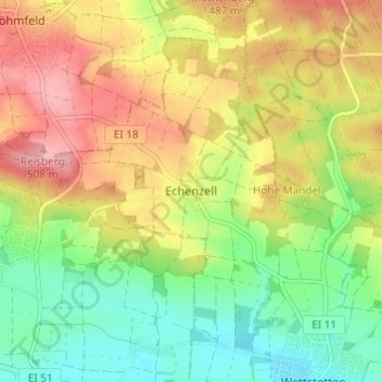Mapa topográfico Echenzell, altitud, relieve