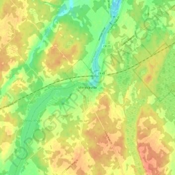 Mapa topográfico Merrickville, altitud, relieve