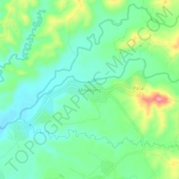 Mapa topográfico Minabang, altitud, relieve