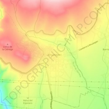 Mapa topográfico Ahuatepec, altitud, relieve