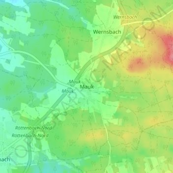 Mapa topográfico Mauk, altitud, relieve