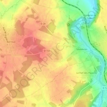 Mapa topográfico Coquine, altitud, relieve