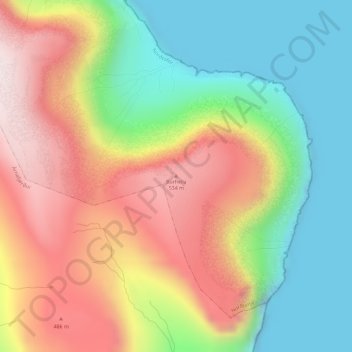 Mapa topográfico Búrhella, altitud, relieve