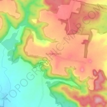 Mapa topográfico Kusrampalli, altitud, relieve