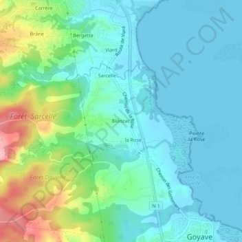 Mapa topográfico Blonzac, altitud, relieve