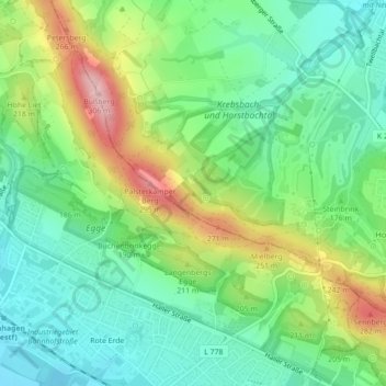 Mapa topográfico Hasbrink, altitud, relieve
