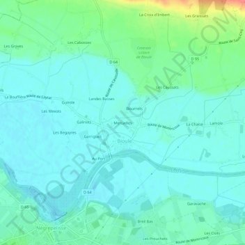 Mapa topográfico Mercadies, altitud, relieve