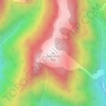 Mapa topográfico Rakhundi Top, altitud, relieve