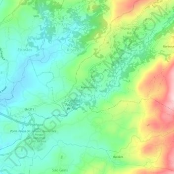 Mapa topográfico Marinhão, altitud, relieve