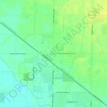 Mapa topográfico Winton, altitud, relieve