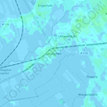 Mapa topográfico Georgsheil, altitud, relieve