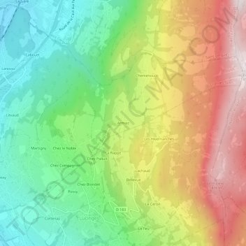 Mapa topográfico Armiaz, altitud, relieve