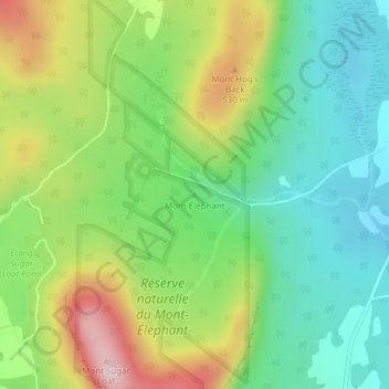 Mapa topográfico Mont Éléphant, altitud, relieve