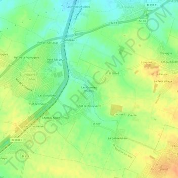 Mapa topográfico Les Grandes Rivières, altitud, relieve
