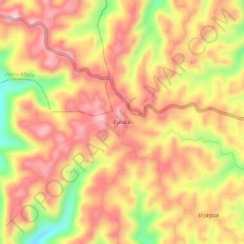 Mapa topográfico Curaca, altitud, relieve