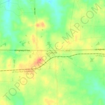 Mapa topográfico Cookville, altitud, relieve
