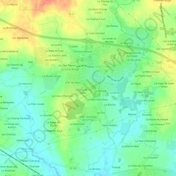 Mapa topográfico La Porte, altitud, relieve