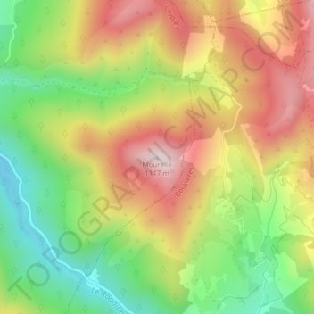 Mapa topográfico Mourelle, altitud, relieve