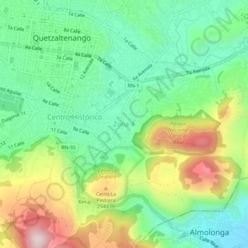 Mapa topográfico Zona 4, altitud, relieve