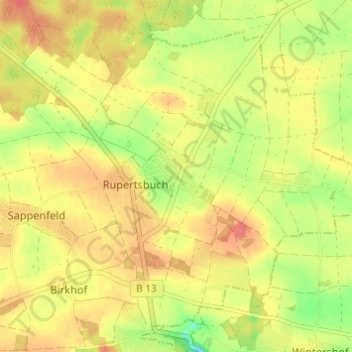 Mapa topográfico Workerszell, altitud, relieve
