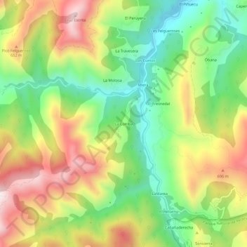Mapa topográfico La Comba, altitud, relieve