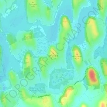 Mapa topográfico Drumard, altitud, relieve