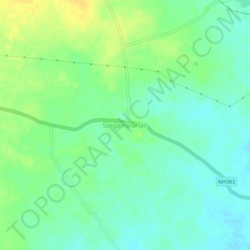 Mapa topográfico Singampunari, altitud, relieve