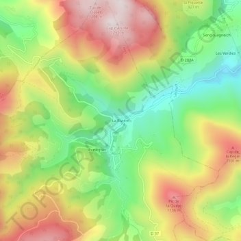Mapa topográfico La Rivière, altitud, relieve