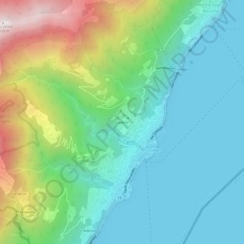 Mapa topográfico Gadero, altitud, relieve