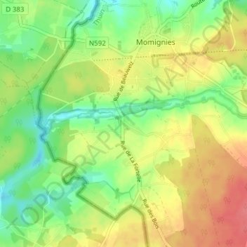 Mapa topográfico Beauwelz, altitud, relieve