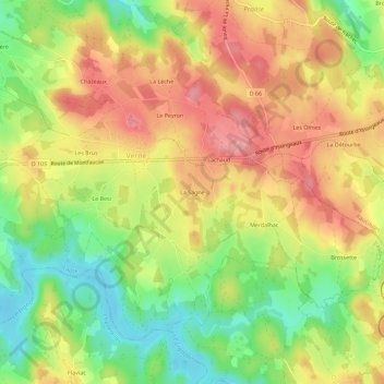 Mapa topográfico La Sagne, altitud, relieve