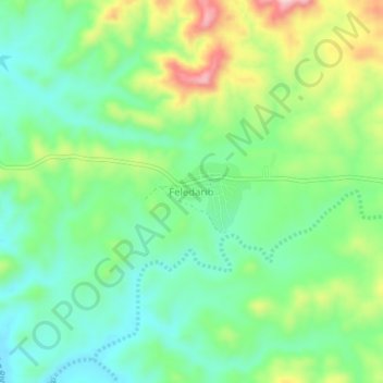 Mapa topográfico Feledarib, altitud, relieve