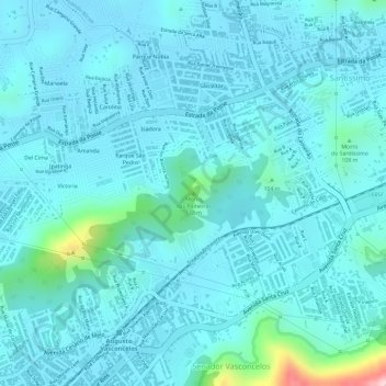 Mapa topográfico Morro das Paineiras, altitud, relieve