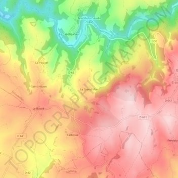 Mapa topográfico Le Grand Mas, altitud, relieve