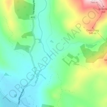 Mapa topográfico Blacklunans, altitud, relieve